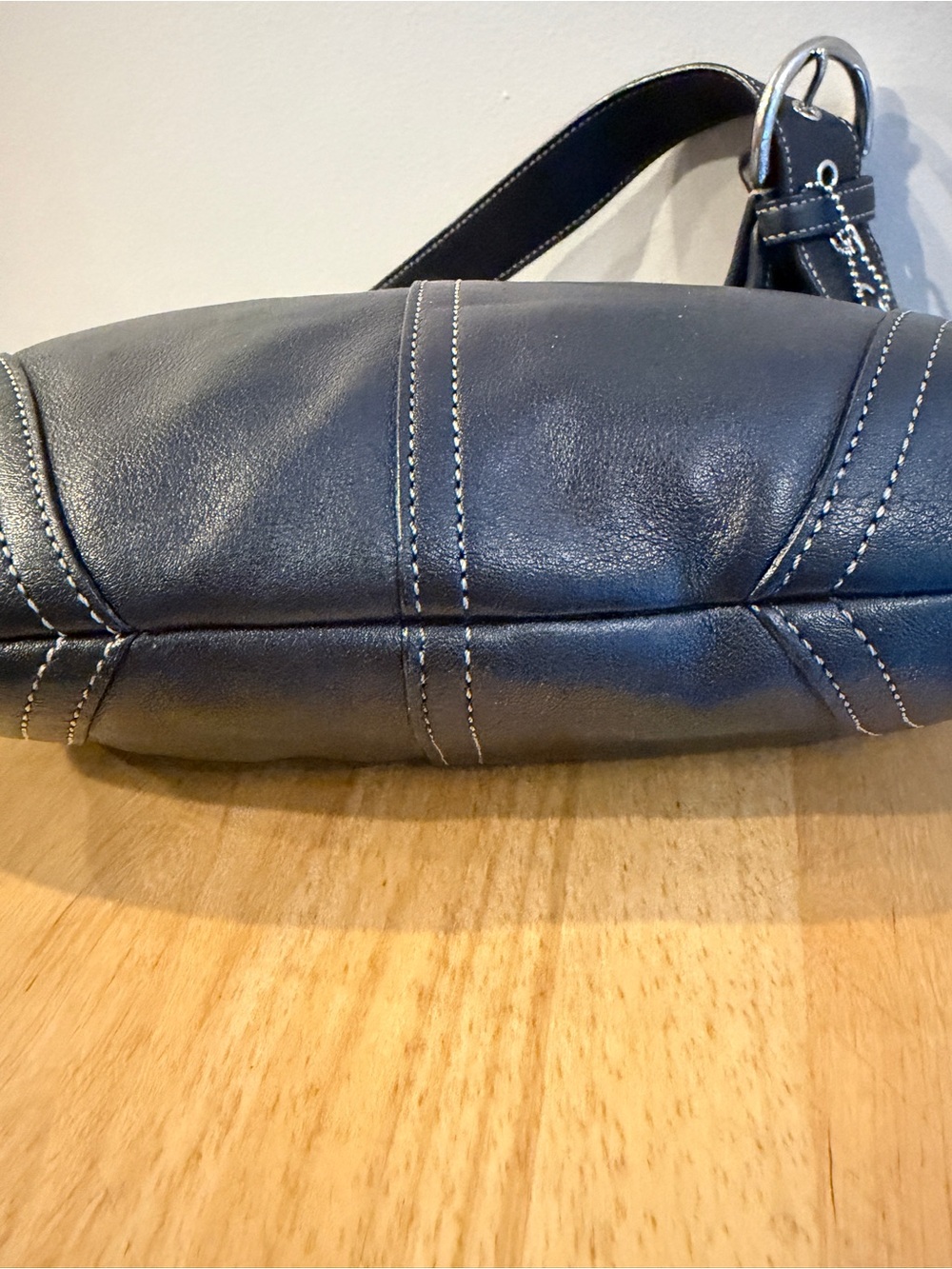 Vintage Coach Soho Legacy Slim Purse Black Hippie Hobo Bag Large Buckles - Picture 8 of 13